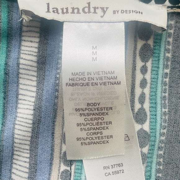 Laundry by Design Green/Black/Blue Geometric Print Wrap Dress Sz M Casual Sleek - Picture 5 of 9